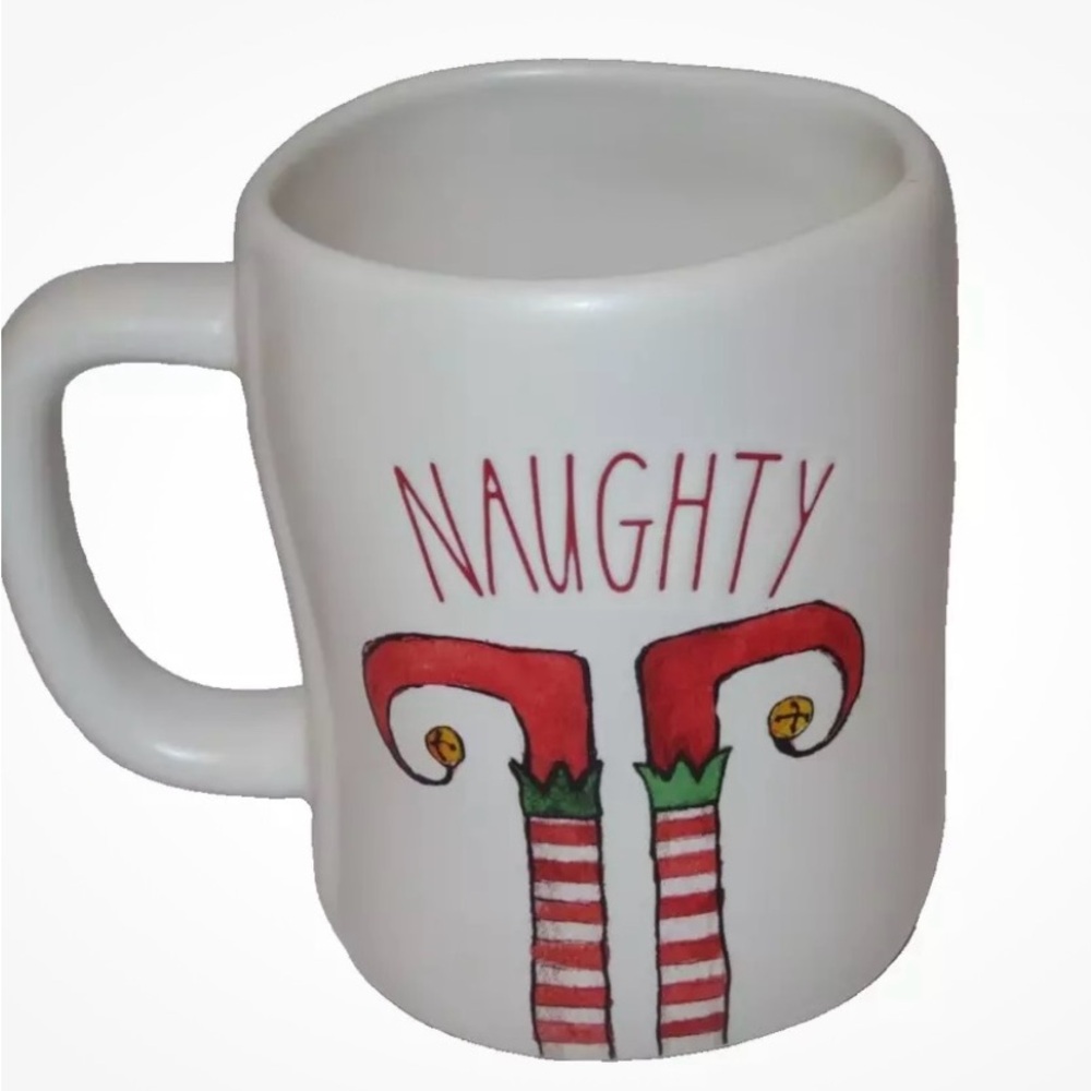 Super Cute Rae Dunn  Elf Feet  NAUGHTY or Nice  Double Sided Mug - NEW